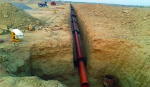 UPVC PIPE LAYING IN PROGRESS FOR SEWER LINE IN PH-1 PLOTTED DEVELOPMENT  